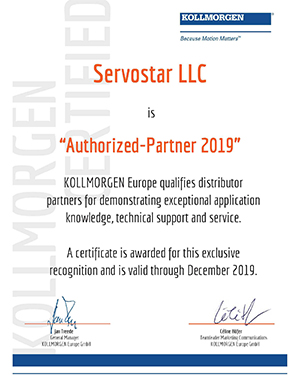 Сертификат авторизованного партнера Kollmorgen в России
